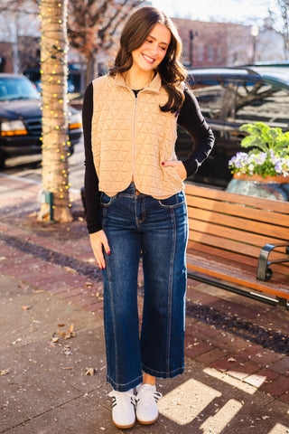 Zip front quilted vest
