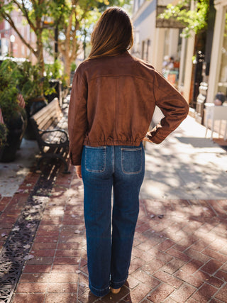 Chestnut faux suede jacket