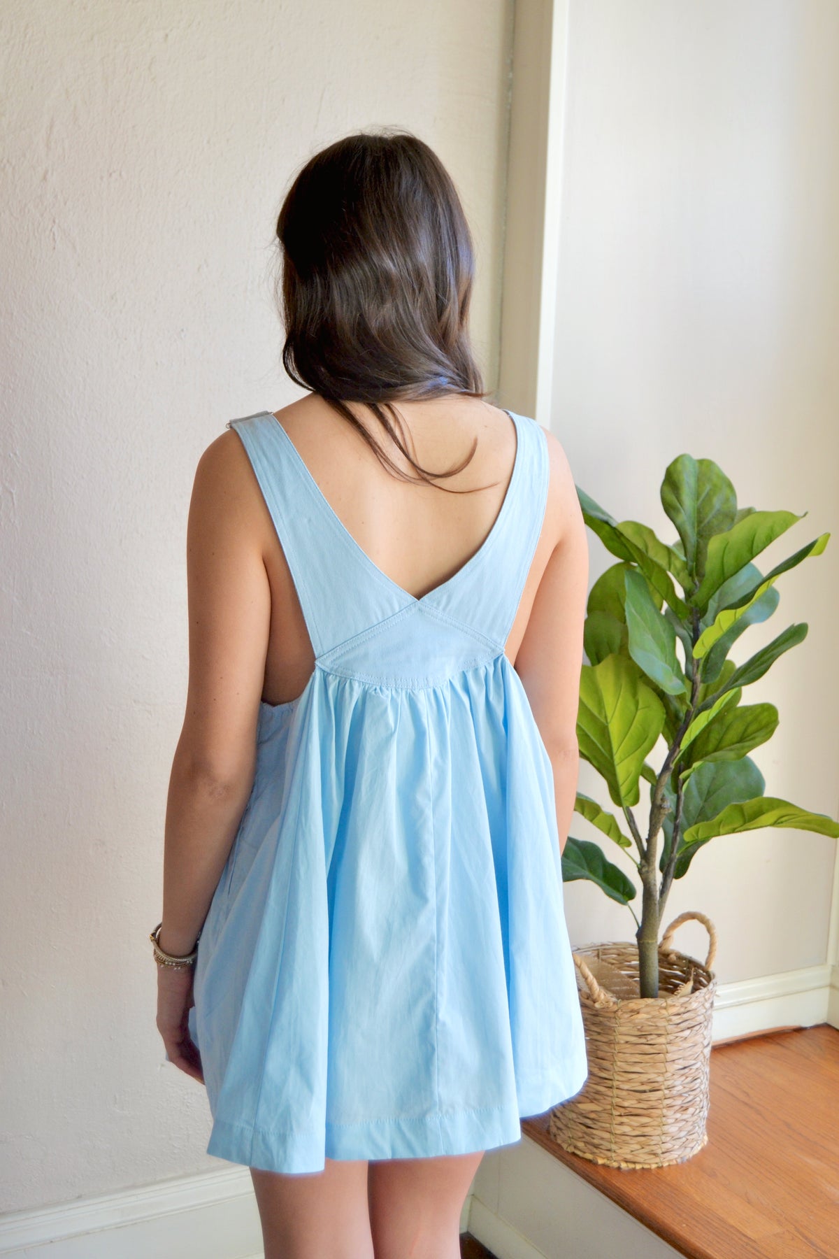 flowy overall dress Birdseye Overall Dress - Navy