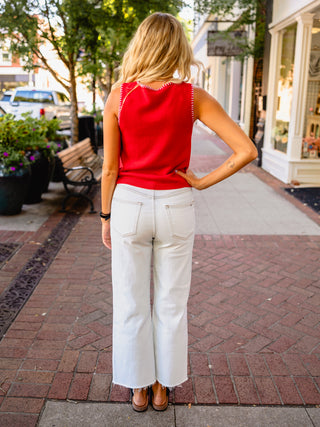 Red stitch trim vest