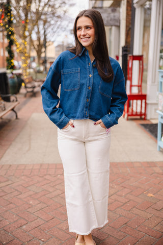 Dark denim cropped shirt