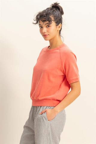 Crew neck terry pullover