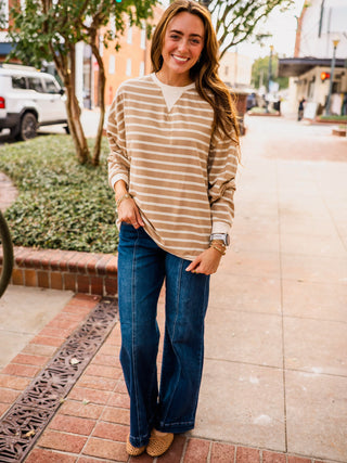 Oversized LS striped pullover