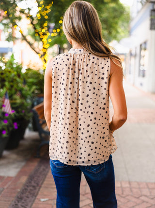 Chiffon Dot-Print Bow-Detail Blouse