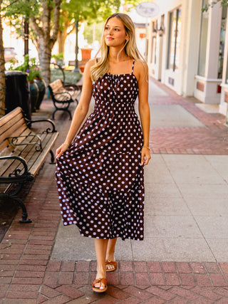 Brown & white polka dot dress
