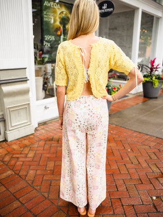 Pink mix print pants