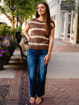 Stripe front seam sweater