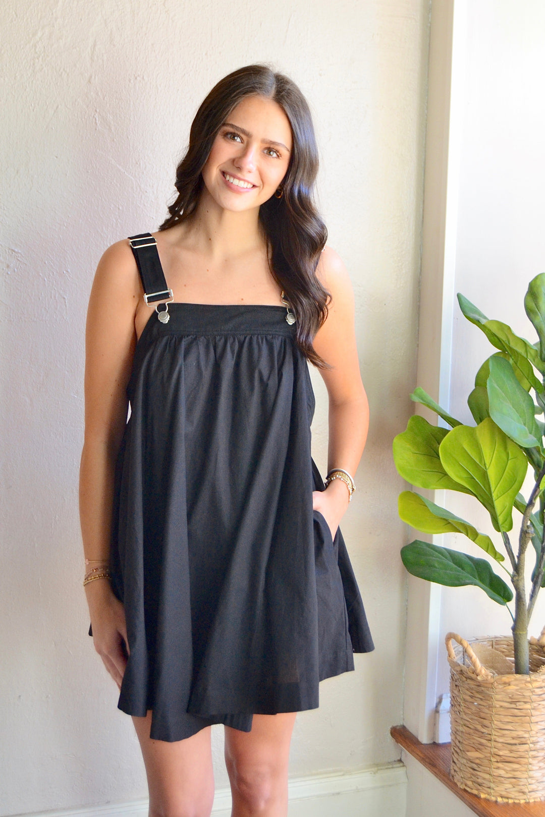 overall mini dress Flowy overall mini dress