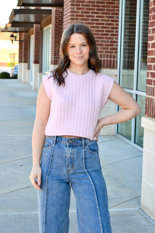 Textured sleeveless sweater