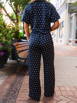 Polka dot drawstring pants