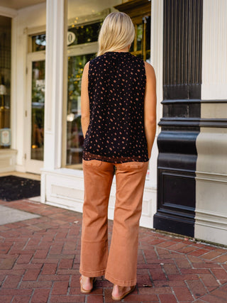 Chiffon dot print bow detail blouse