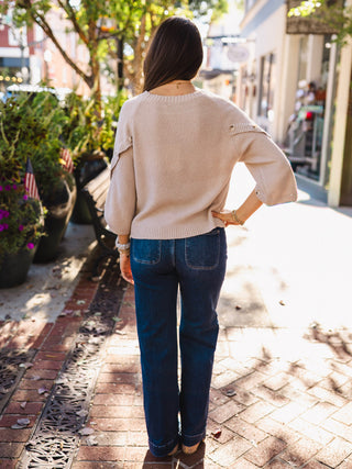 Taupe button detail sweater