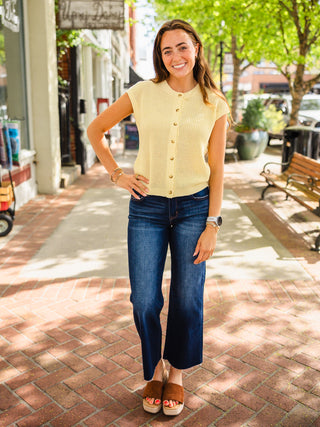 Cap sleeve button down cardigan