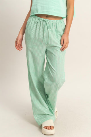 Striped wide leg pants
