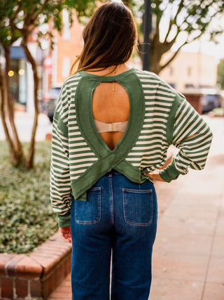 Striped LS open back top