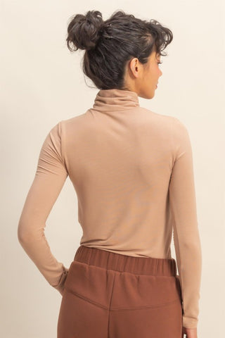 Dark taupe fitted turtleneck