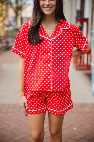 Red heart pajama top
