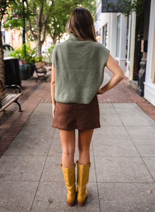 Funnel neck cap sleeve sweater
