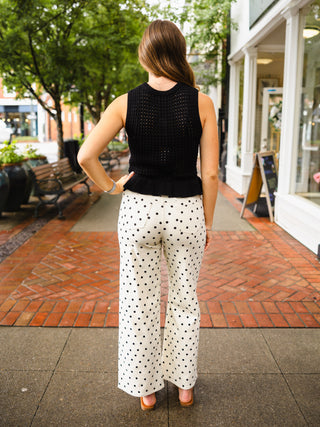 Black Sleeveless Open Knit Peplum Sweater Top
