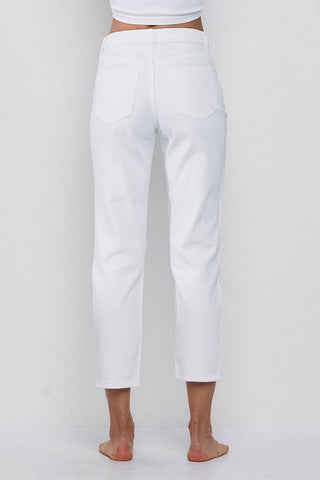 White HR slim crop jeans