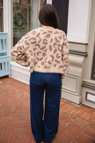 Leopard print bow tie cardigan