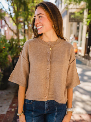 Boxy SS button front cardigan