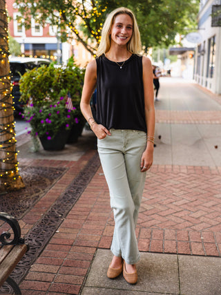 Modal sleeveless braided neck top