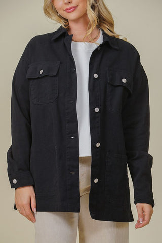 Black oversized denim jacket