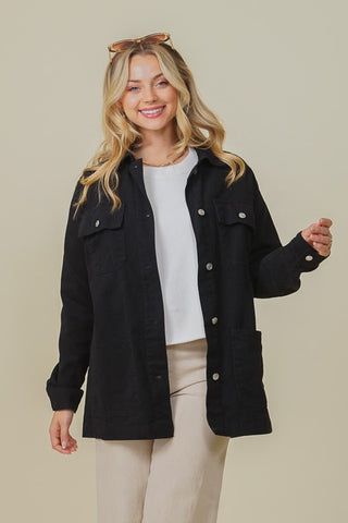 Black oversized denim jacket