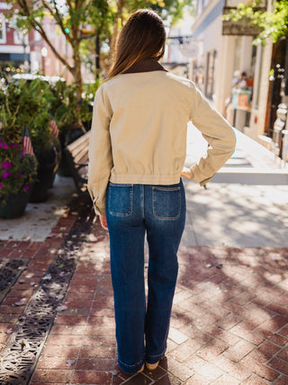 Khaki corduroy collared jacket