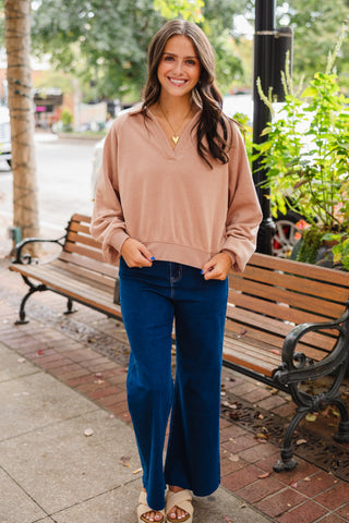 Dark taupe collared pullover