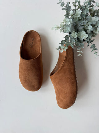 Faux suede slip on mule