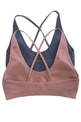 Ribbed cross back bralette