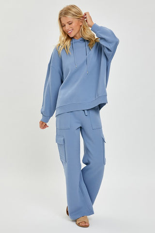 Blue cargo wide leg sweatpants