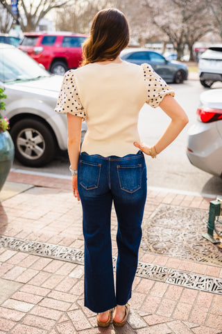 Polka dot contrast sweater