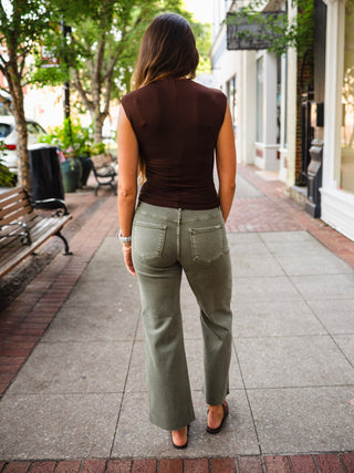 Burnt olive mid rise ankle jeans