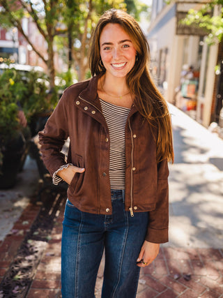 Chestnut faux suede jacket