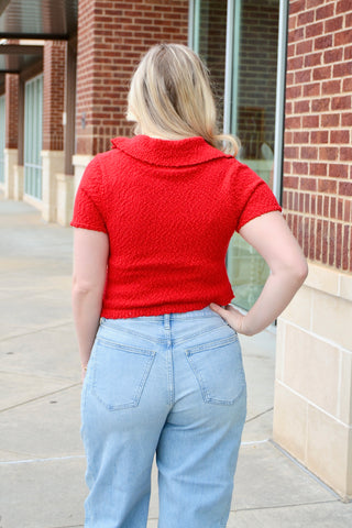 SS button front cropped sweater