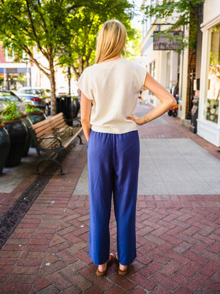 Linen blend wide leg pants