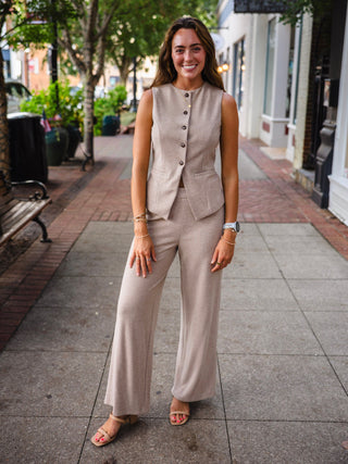 Taupe button down vest