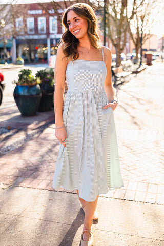 Striped spaghetti strap dress