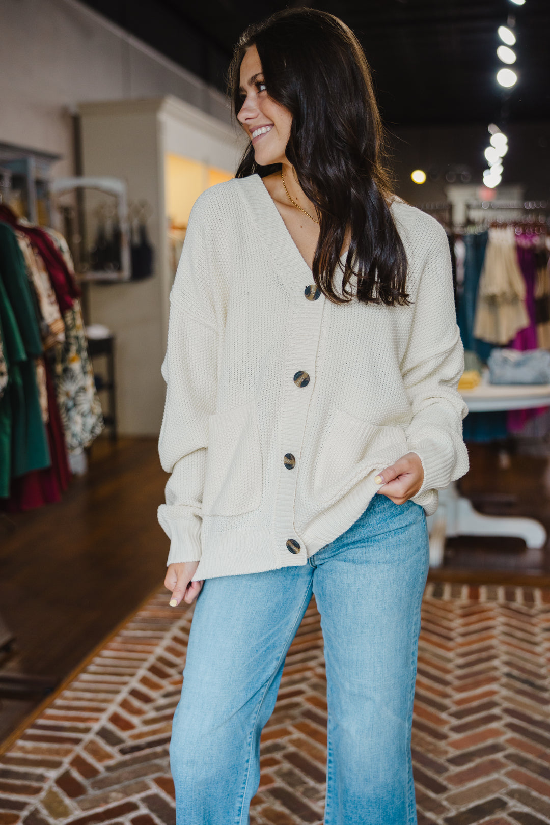 Cream oversized cardigan – ImageBoutique - Main Image