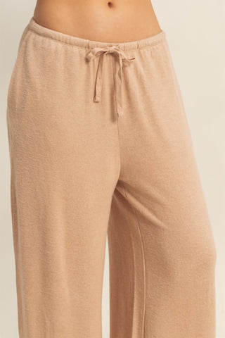 Brushed wide leg pants