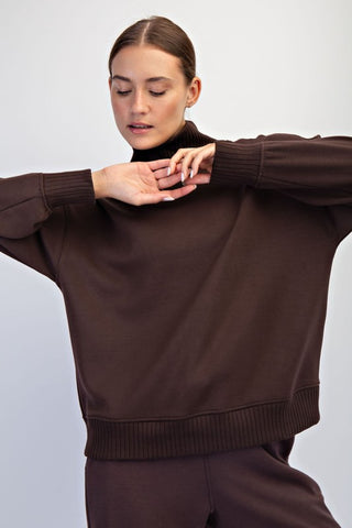 Espresso mock neck pullover