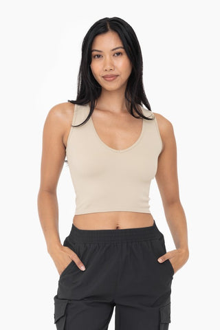 Seamless ribbed V neck tank