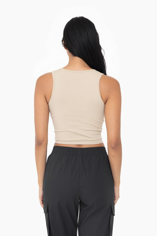 Seamless ribbed V neck tank