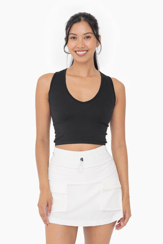 Seamless ribbed V neck tank