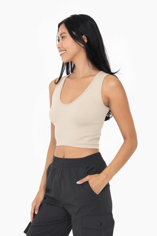 Seamless ribbed V neck tank
