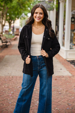 Black oversized denim jacket