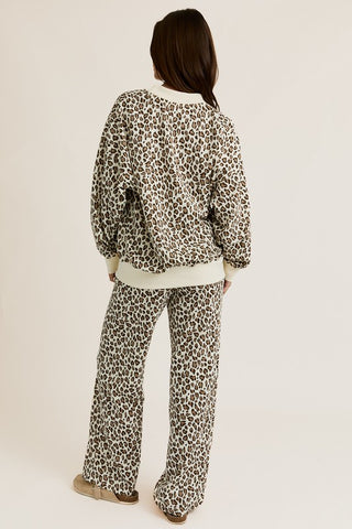 Leopard print straight leg sweatpants